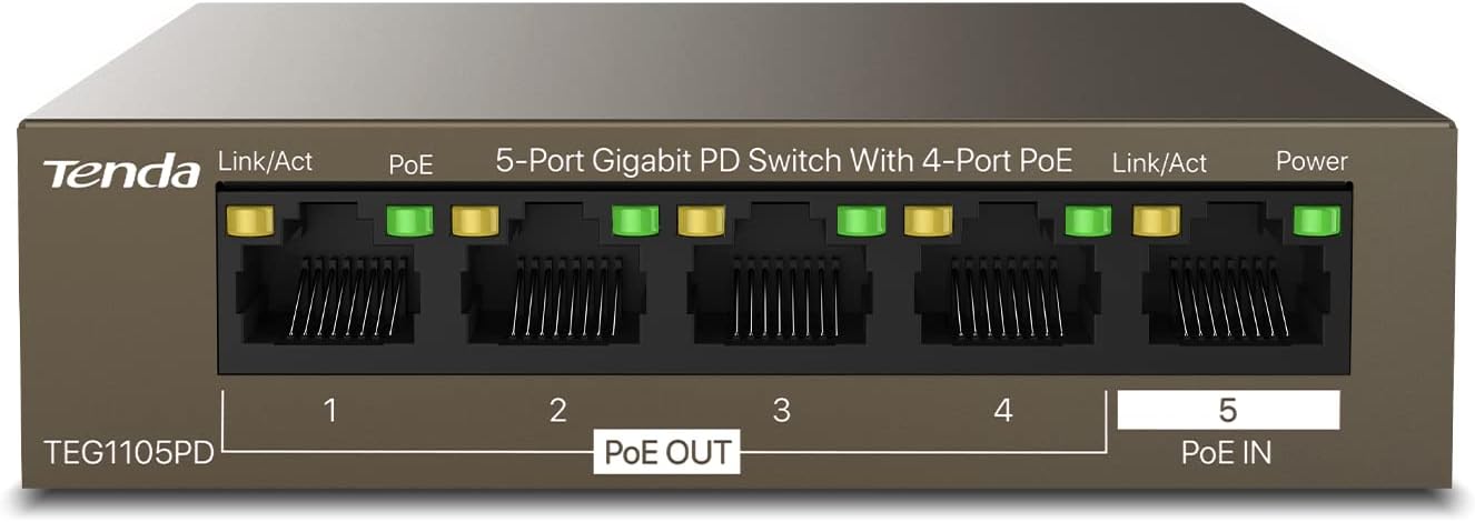Tenda TEG1105PD 5 Port Gigabit PoE Switch for Home Networking