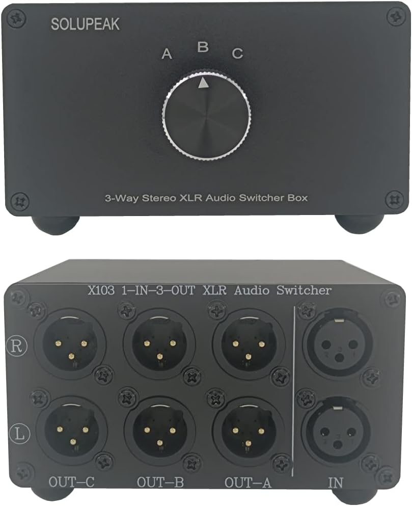 1 in 3 Out XLR Balanced Audio Switch Box for Home Audio Use