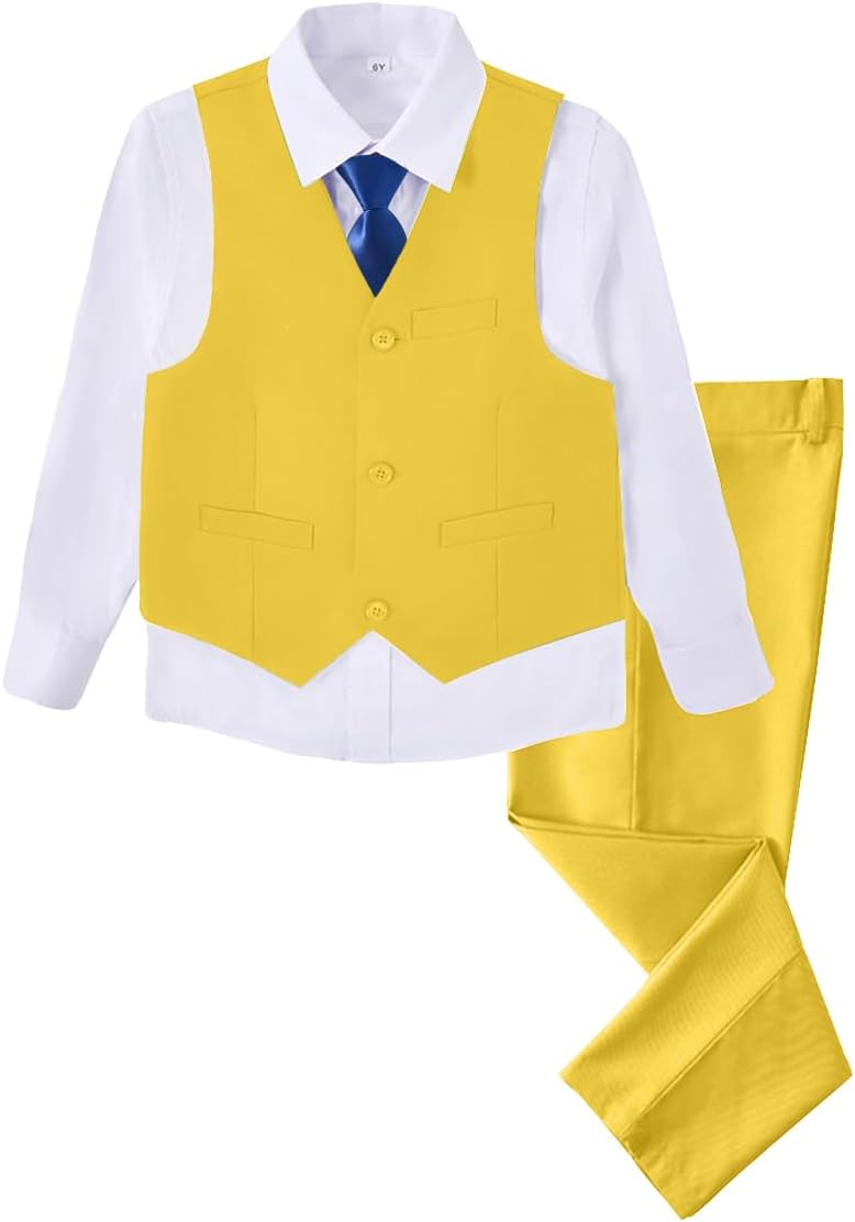 Boys 4 Pieces Suits Slim Fit Kids Outfits for Formal Dresswear