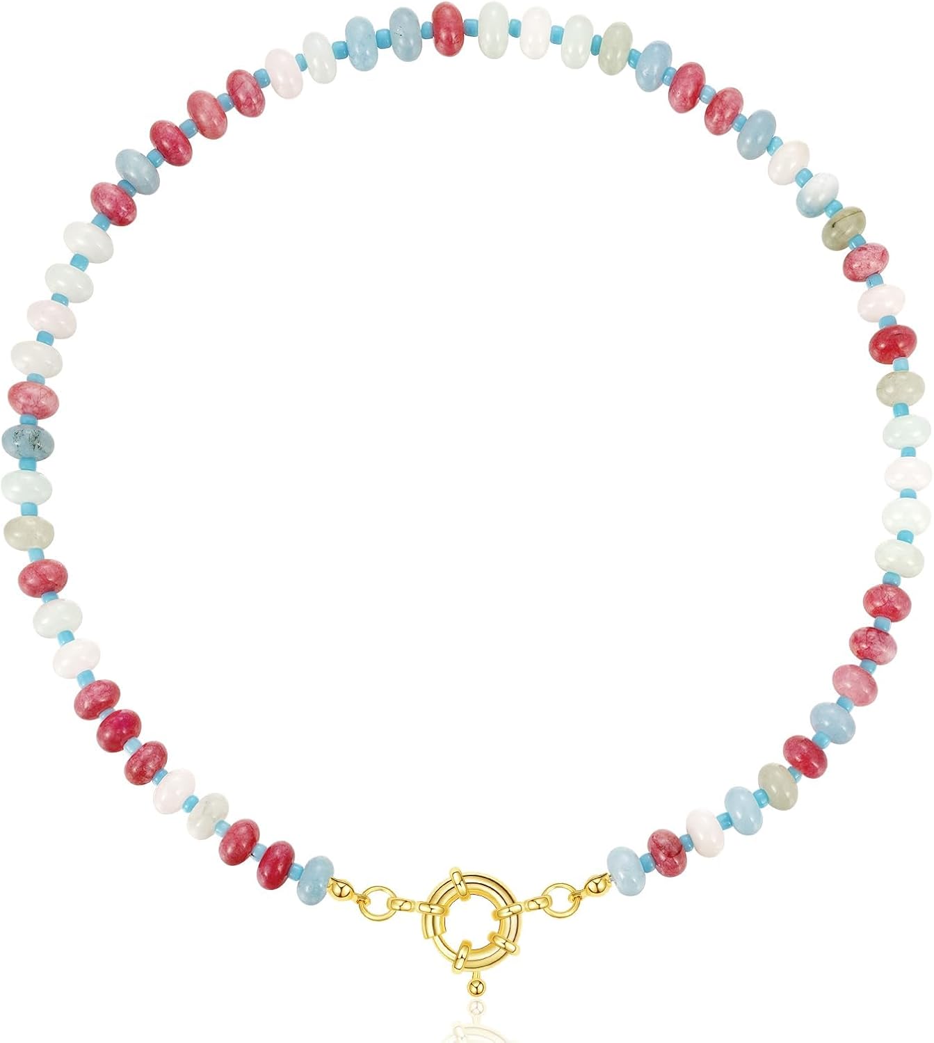KissYan Beaded Gemstone Necklace for Women - Colorful Boho Style