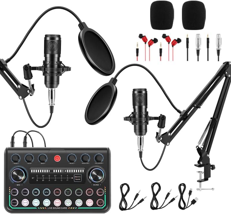2025 Upgraded Podcast Equipment Bundle for 2 with Pro Audio