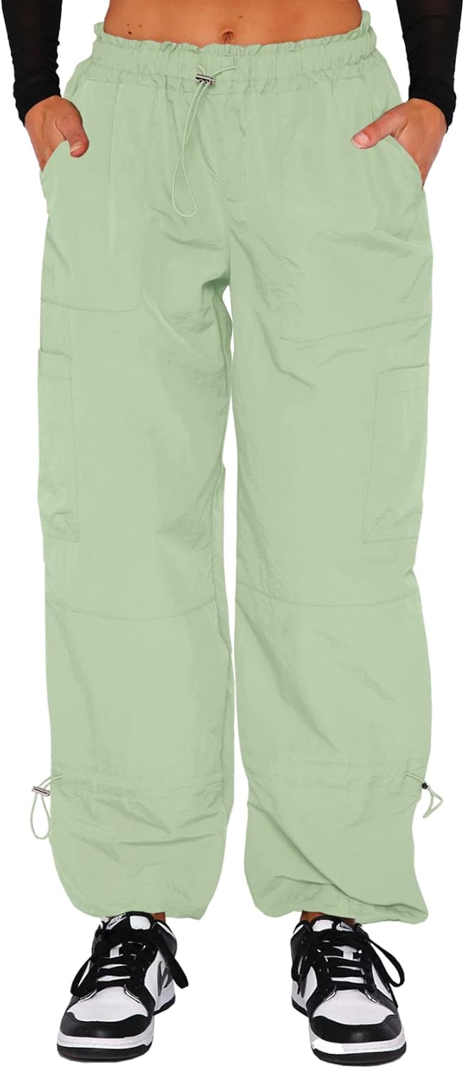 Waitfairy Cargo Pants for Women with Drawstring and Pockets