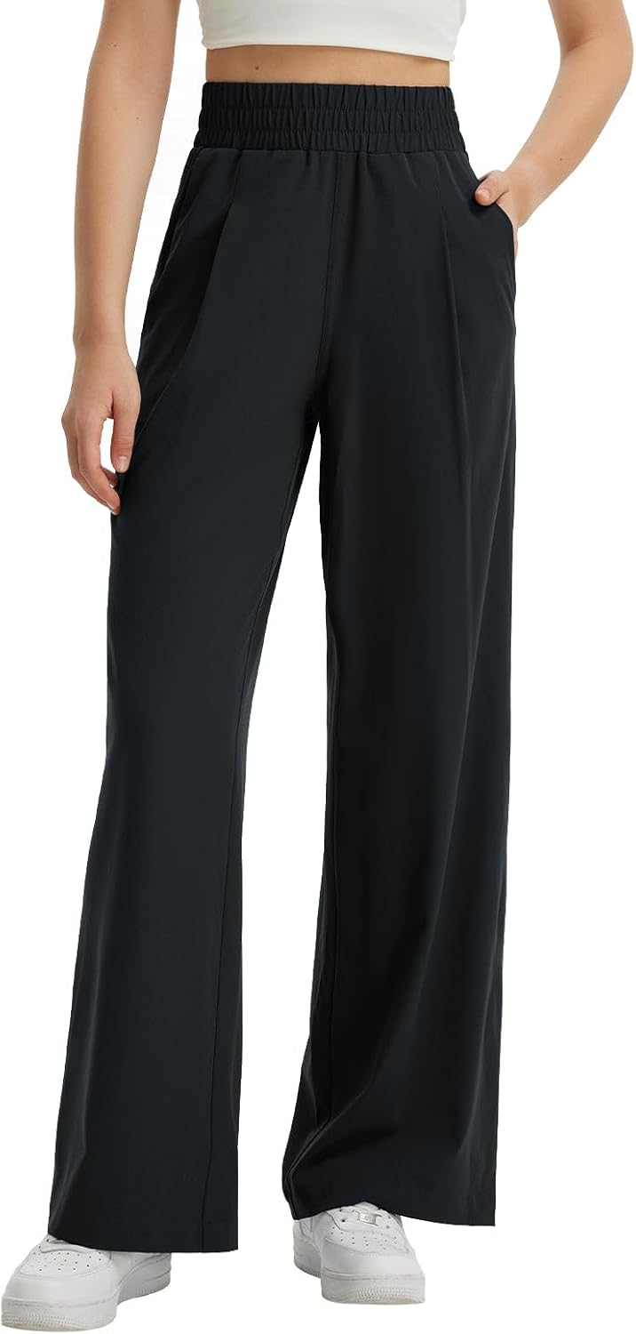 Baleaf Women's Track Pants Lightweight Athletic Travel Wide Leg