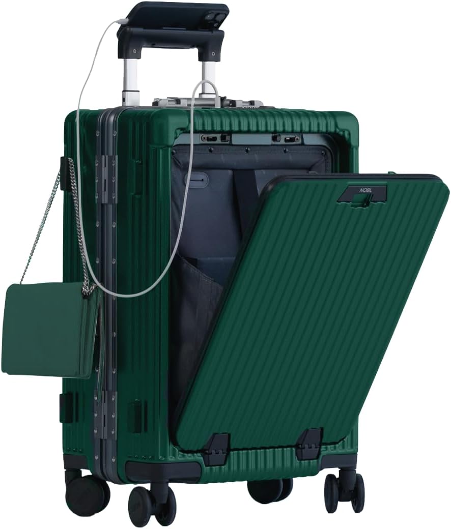 NOBL Travel Carry On Luggage with USB Charging Port & Cup Holder