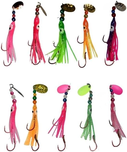 Squid Fishing Hoochies 10 Pack for Kokanee Salmon Trolling