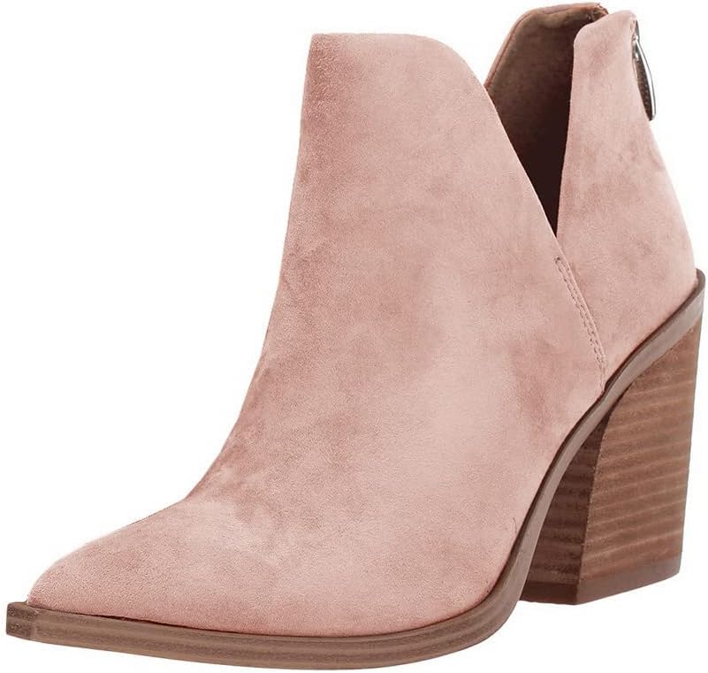 FISACE Womens Pointed Toe Stacked Mid Heel Ankle Boots Review