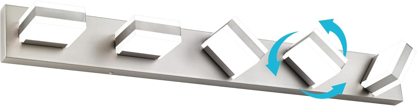 Modern 5 Light Bathroom Vanity Light in Brushed Nickel Finish