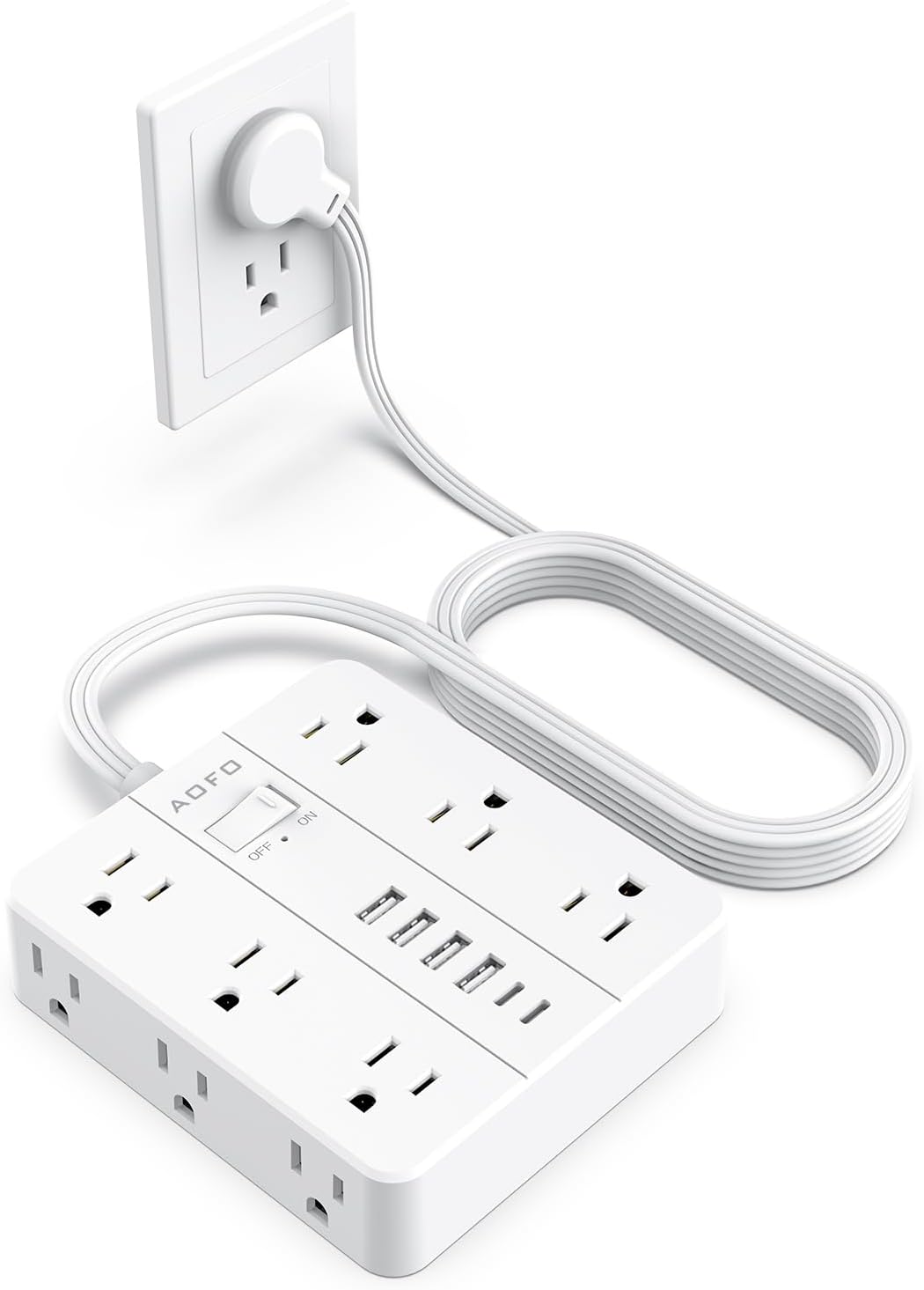 10FT Surge Protector Power Strip with 12 AC Outlets and USB Ports