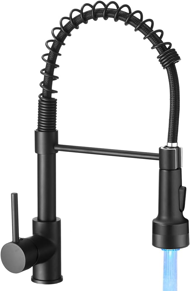 OWOFAN Kitchen Faucet with Pull Down Sprayer and LED Light