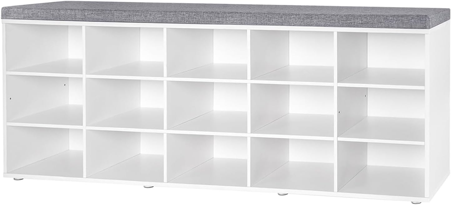 DINZI LVJ Shoe Storage Bench with Cushion for Organized Entryway