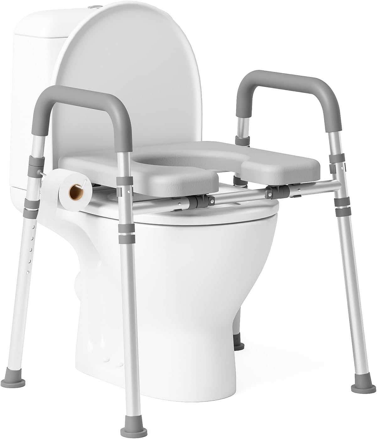 Toilet Seat Risers for Seniors with Padded Handles & Adjustable Height