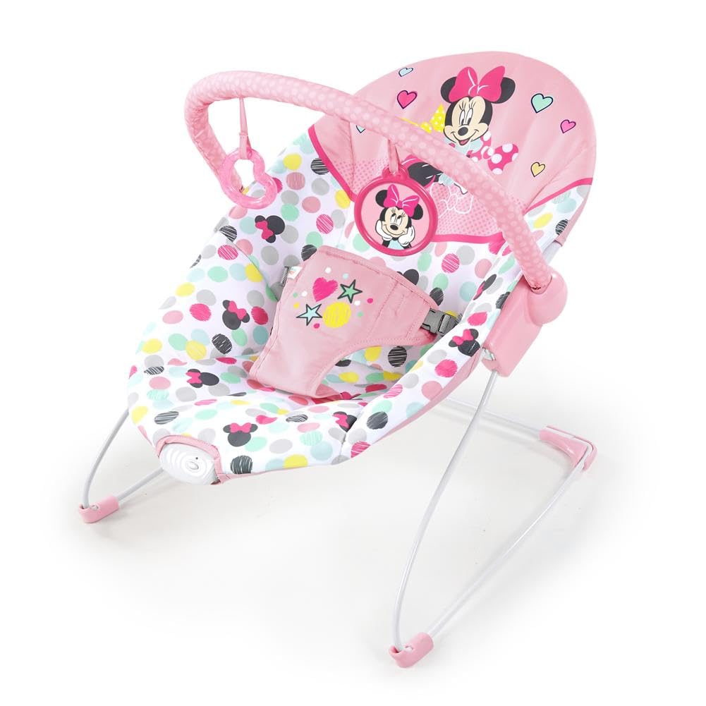 Disney Baby Minnie Mouse Bouncer - Soothing Vibrations, Removable Toy Bar