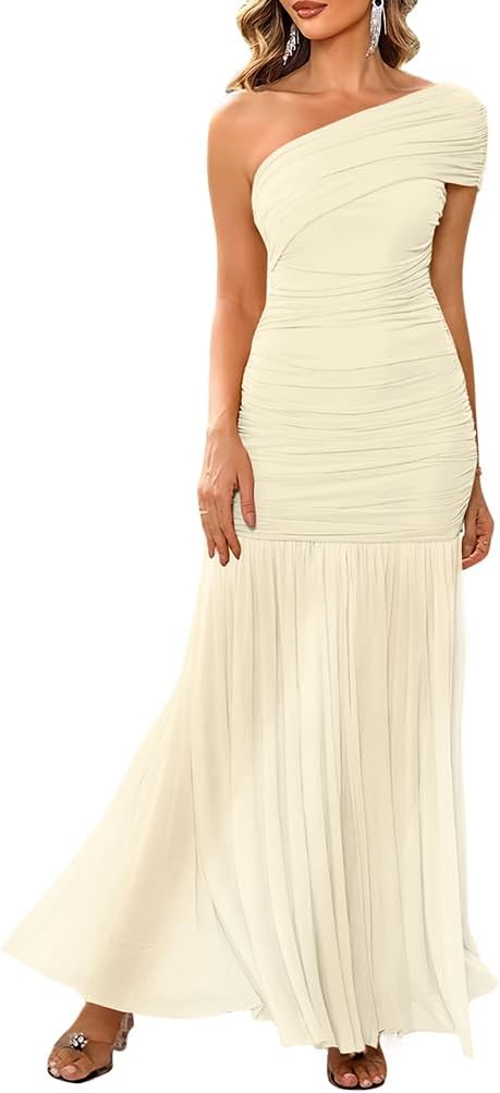 Elegant One Shoulder Sleeveless Maxi Dress for Women