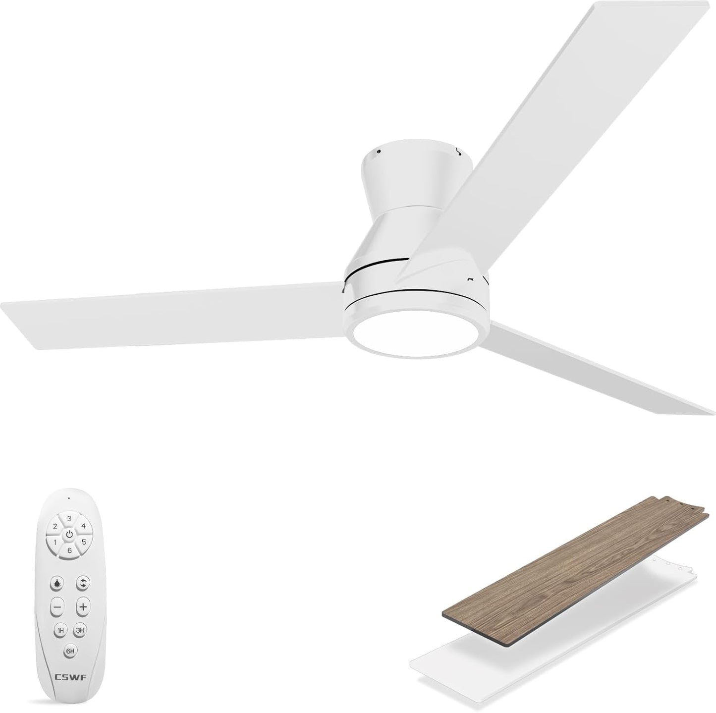 Ceiling Fan with Light Remote Control - Dimmable LED 6 Speed