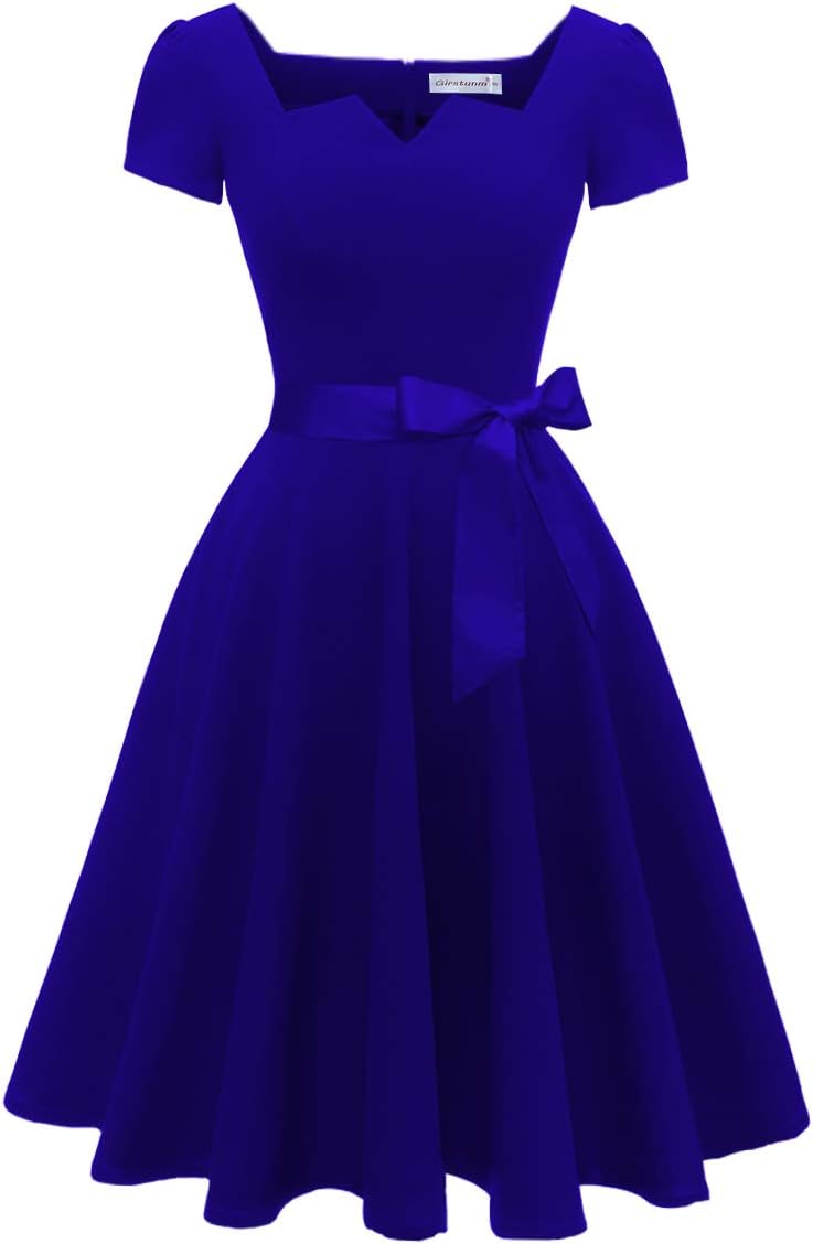 Girstunm Women's Classic Tea Dress with Pockets for Any Occasion
