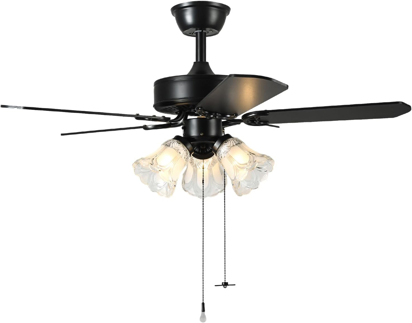 42 Inch Indoor Ceiling Fan with Pull-Chain and LED Light Bulbs