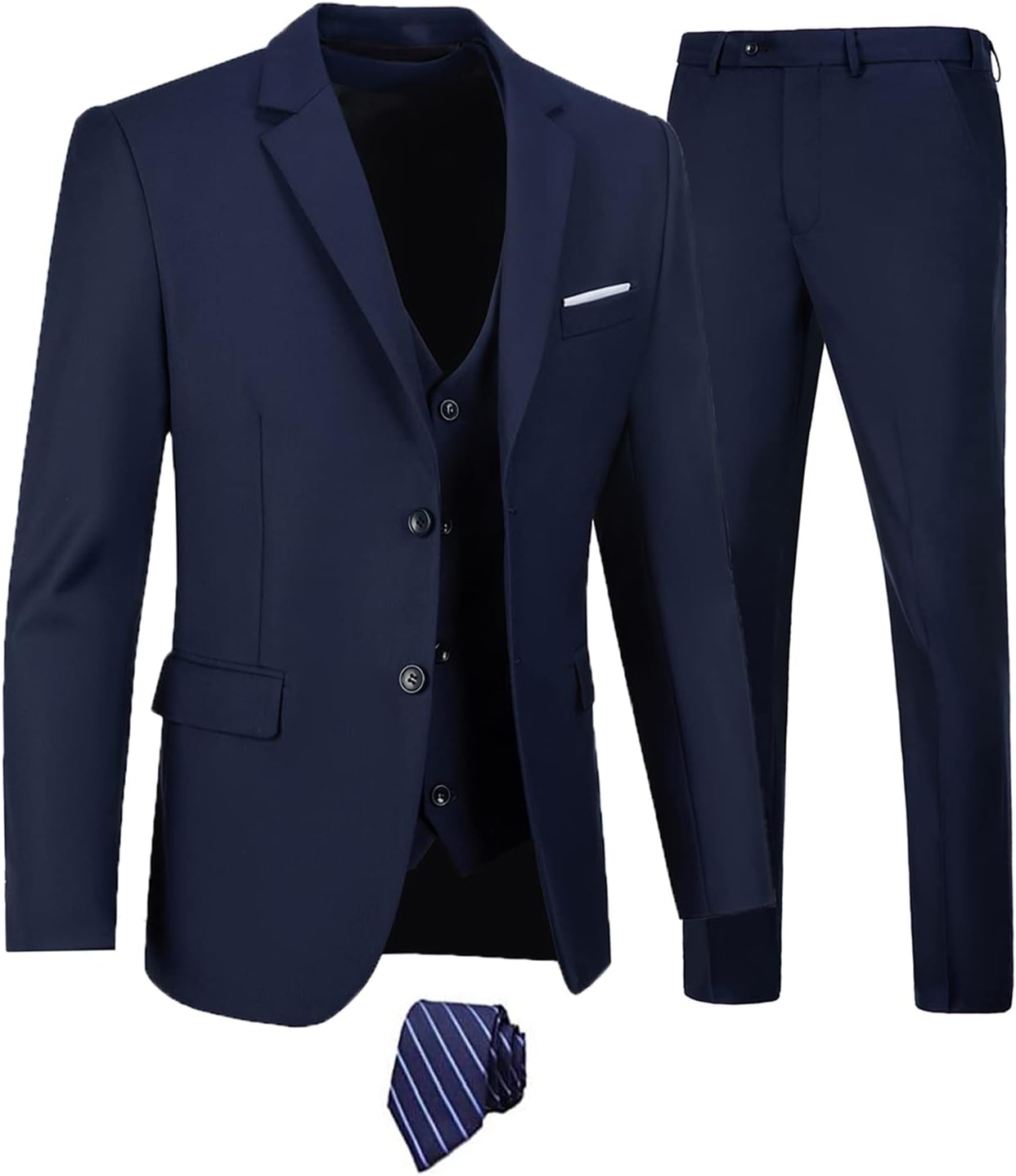 Furuyal Men's Slim Fit 3 Piece Suit Set for Weddings and Business