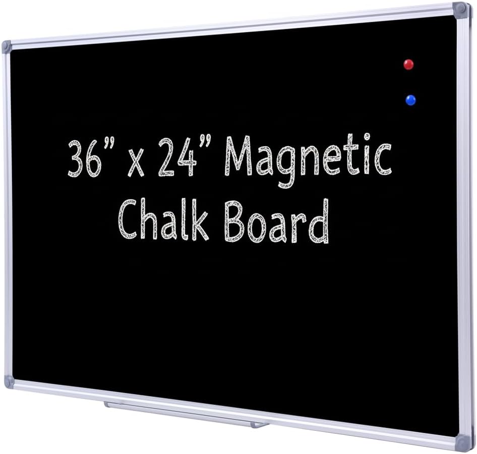 36 x 24 Inch Magnetic Black Chalkboard for Wall - Durable Design