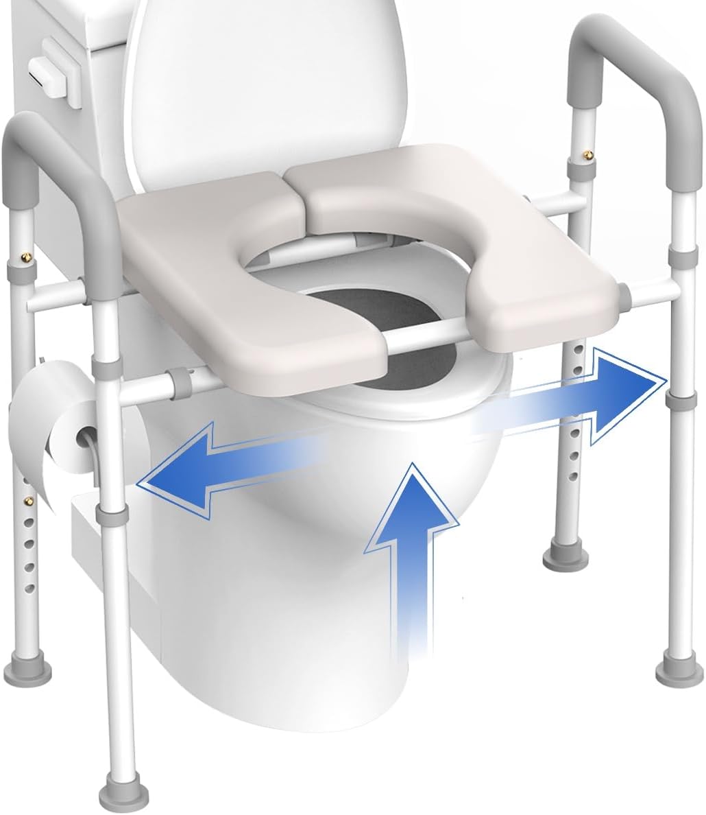 Raised Toilet Seat with Handles for Seniors - Adjustable Comfort