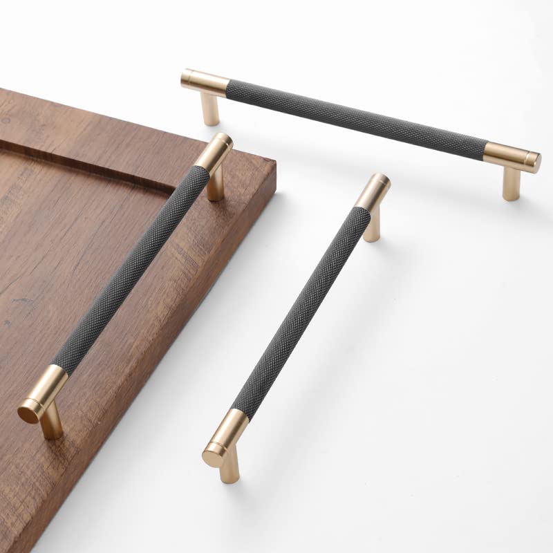 24 Pack 7 1/2 Inch Gold and Grey Knurled Bar Cabinet Pulls