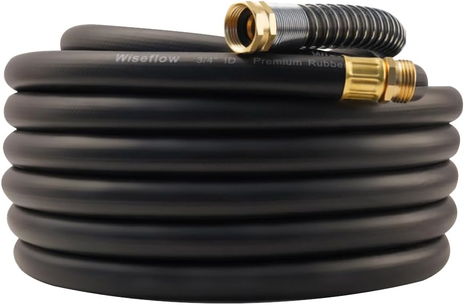 WiseFlow 50FT Heavy Duty Rubber Garden Hose with 1000PSI Burst