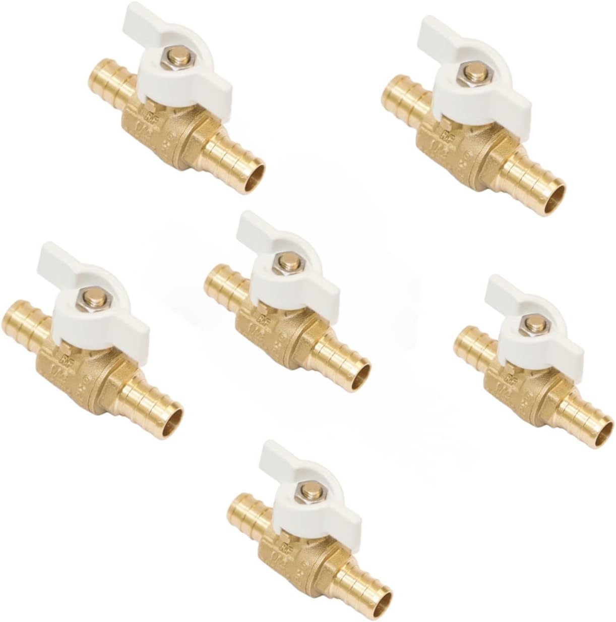 Brass PEX Ball Valve 1/2in with White T Handle for Water Control