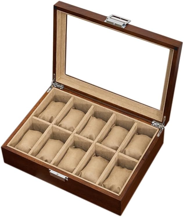 10-Slot Wooden Watch Display Box: Fathers Day Gift