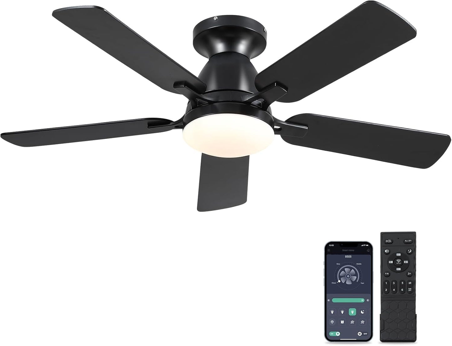 Ceiling Fans with Lights - 46in Low Profile Indoor Fan with Remote