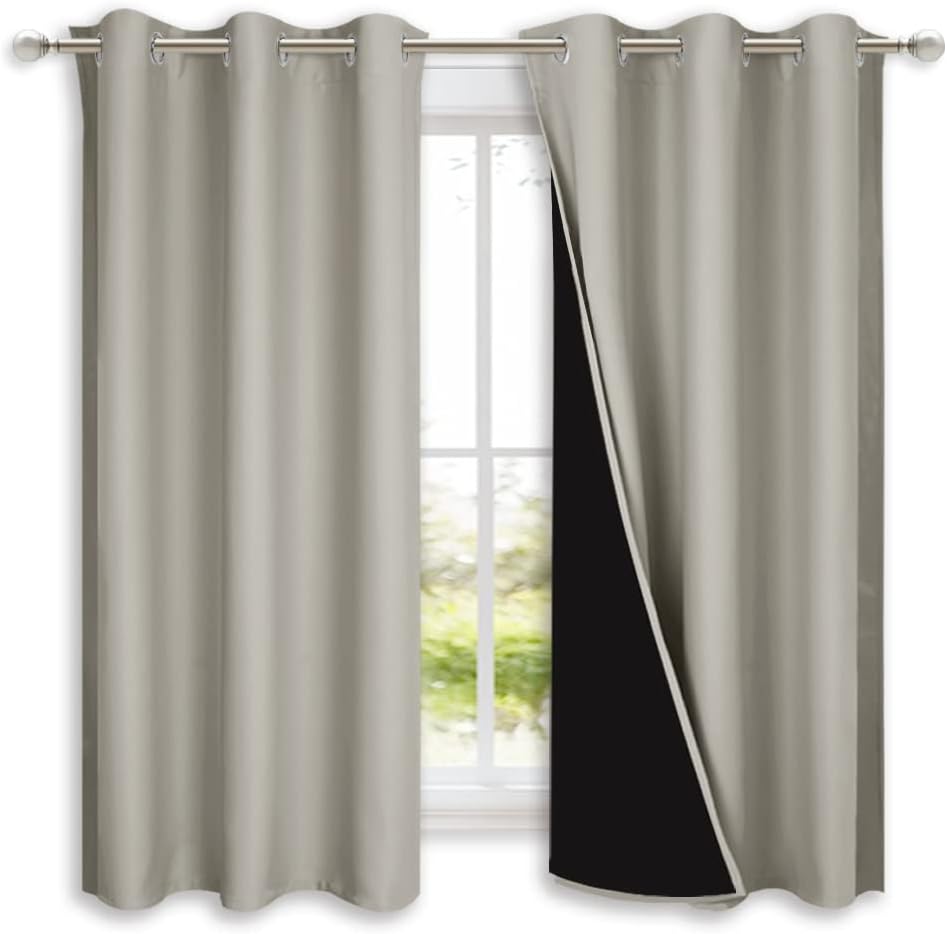 NICETOWN 100% Blackout Lined Curtains for Complete Darkness
