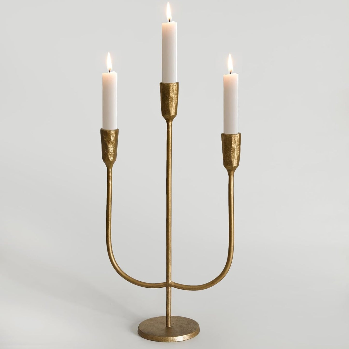 Elegant 3-Candle Cast Iron Candelabra for Home Decor