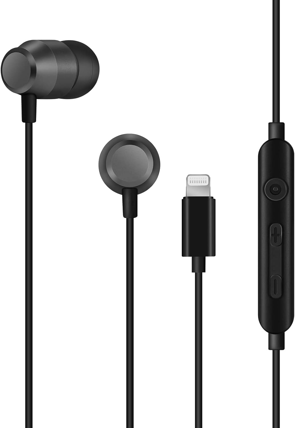 Certified Lightning Earbuds with Mic - PALOVUE Metallic Black