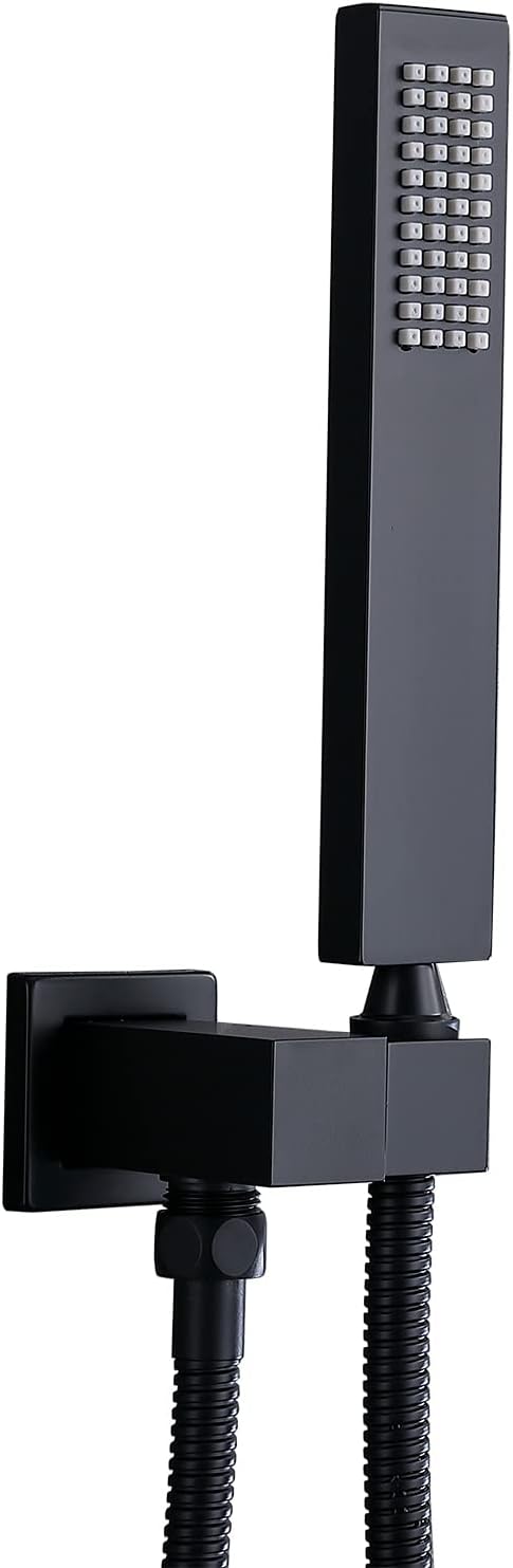 ENGA Square Matte Black Solid Brass Hand Held Shower Head Set