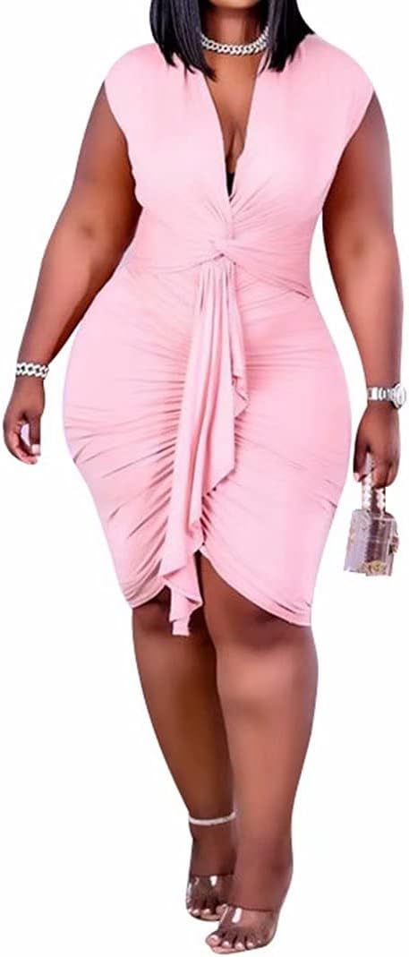 IyMoo Women's Sexy Plus Size Bodycon Mini Club Dress Review