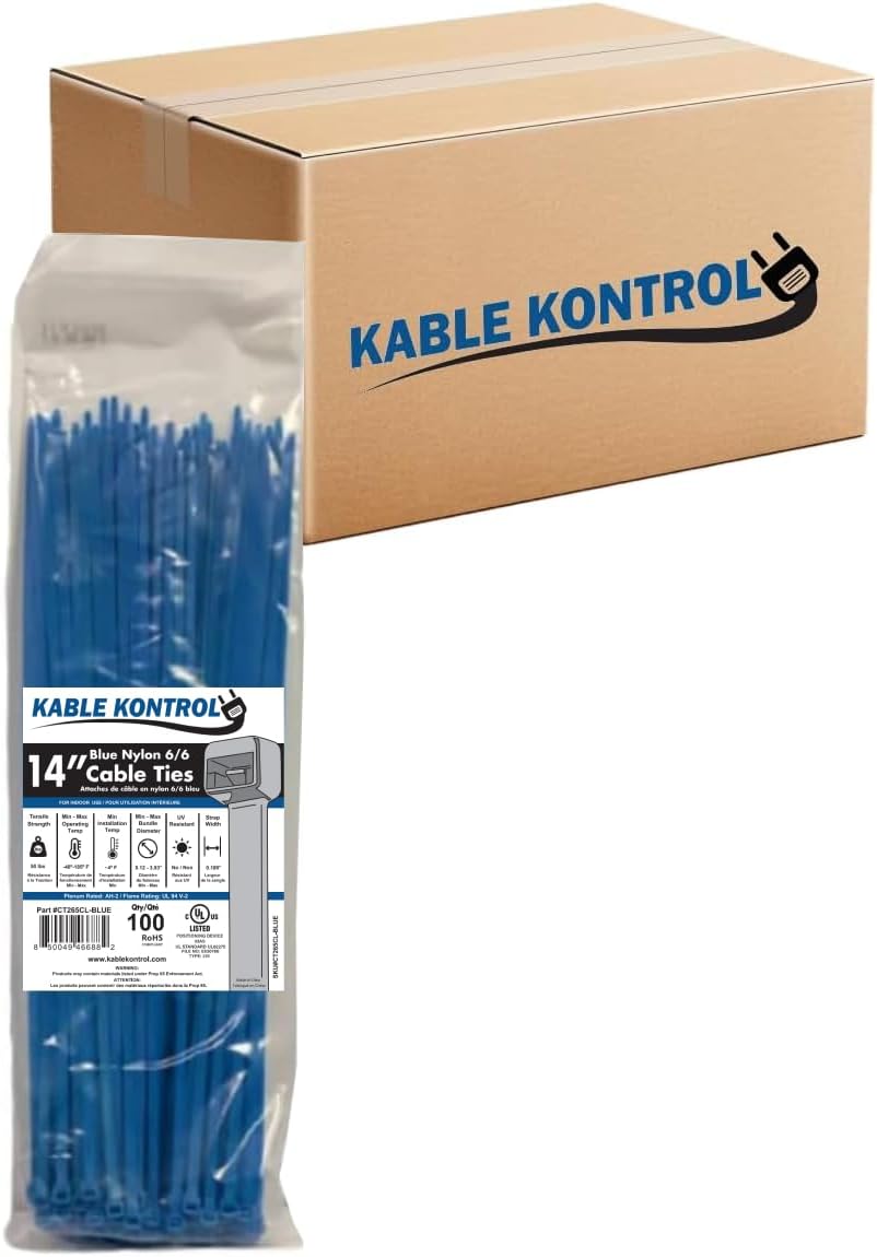 Kable Kontrol Blue Zip Ties 14 Inch for All Your Needs
