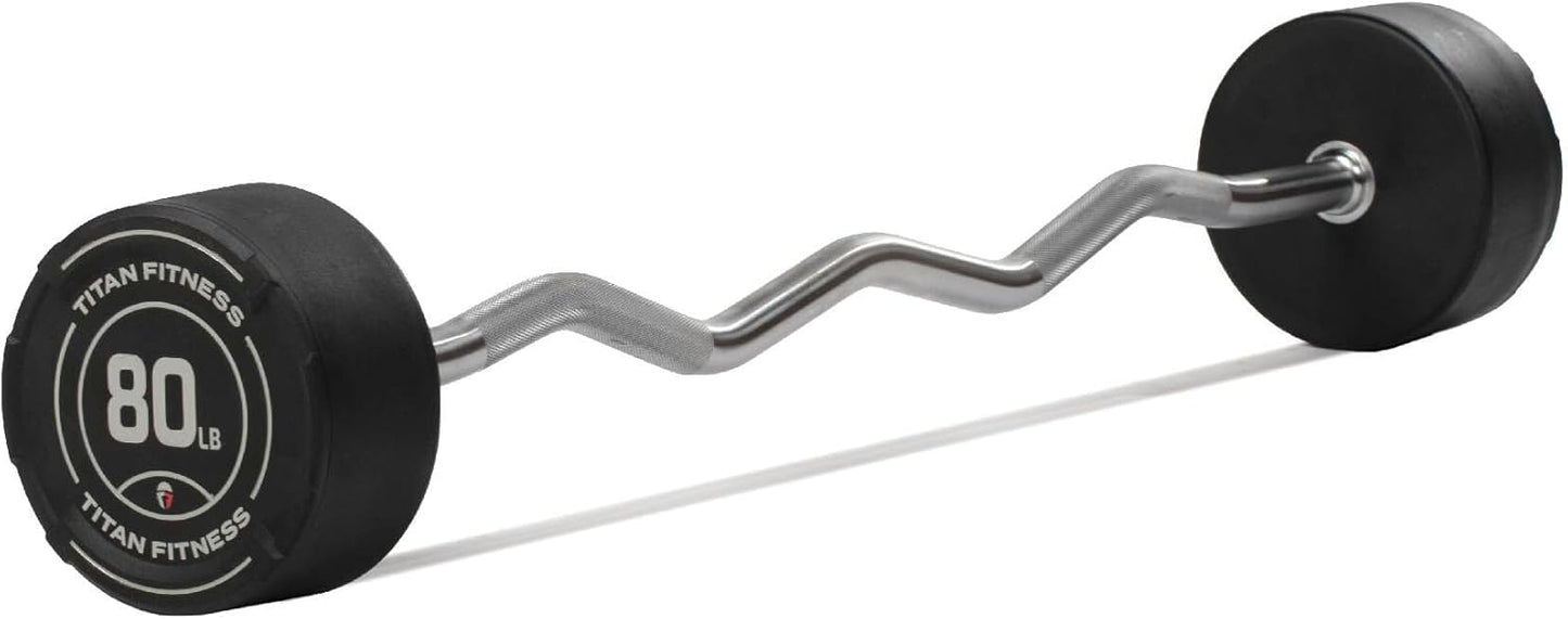 Titan Fitness Rubber Curl Fixed Barbells for Strength Training