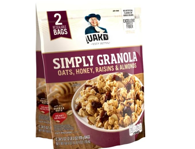 Simply Oats Granola with Honey, Raisins & Almonds - 2 Bags