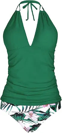 Yonique Womens Two Piece Swimsuits Tummy Control Tankini Style