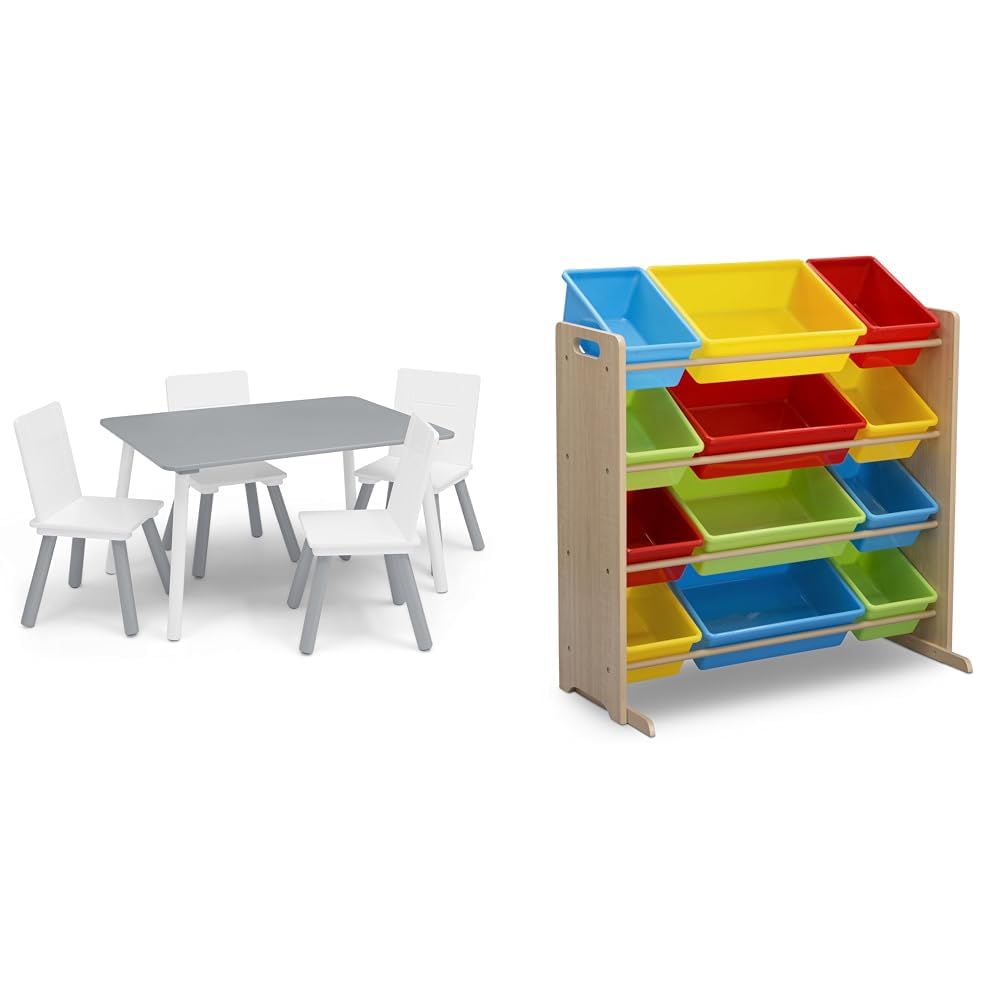 Delta Children Kids Table and Chair Set with Toy Storage Organizer