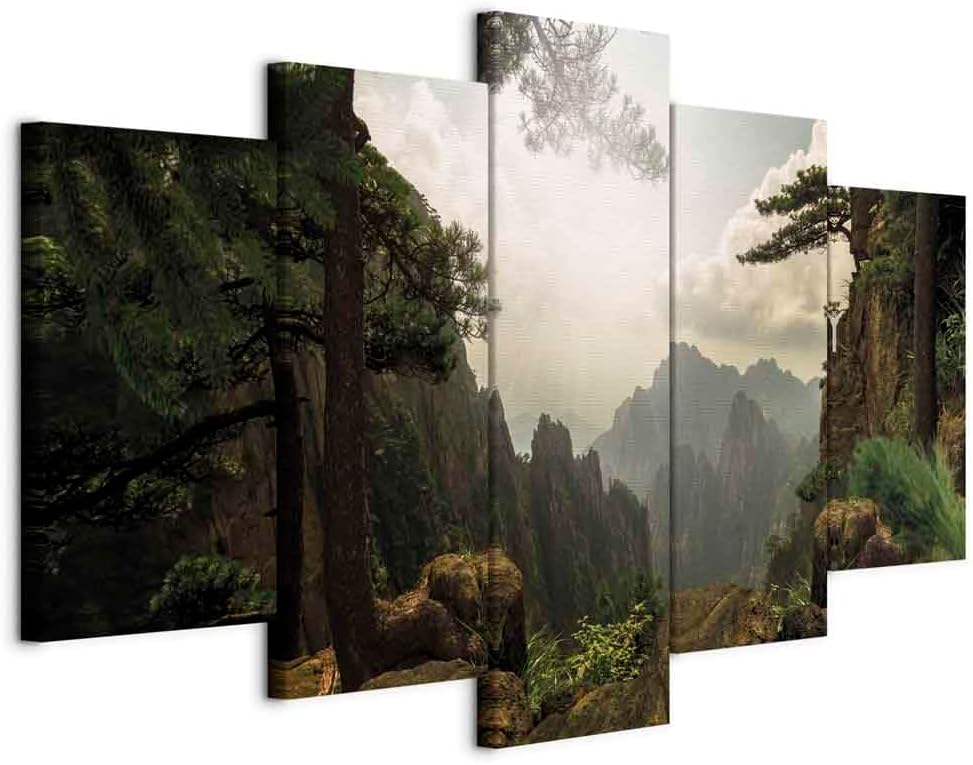 Acoustic Canvas Wall Art Nature Mountains 90x45 in - 5pcs Set