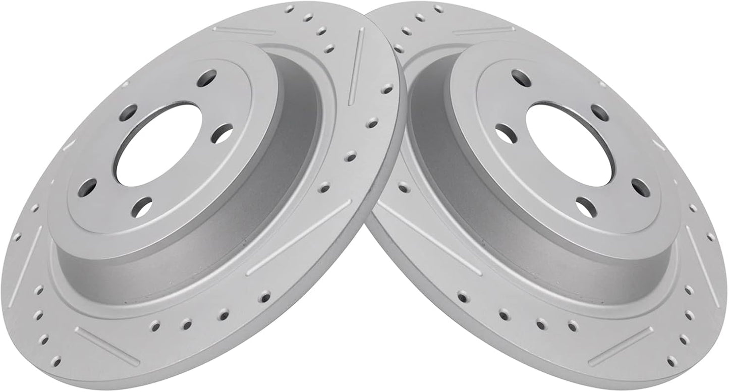 TRQ Rear Performance Brake Rotors Set for 2015-2023 Ford Mustang