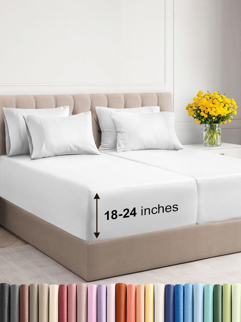 Extra Deep Split King Sheet Set - 7 Piece Breathable Sheets