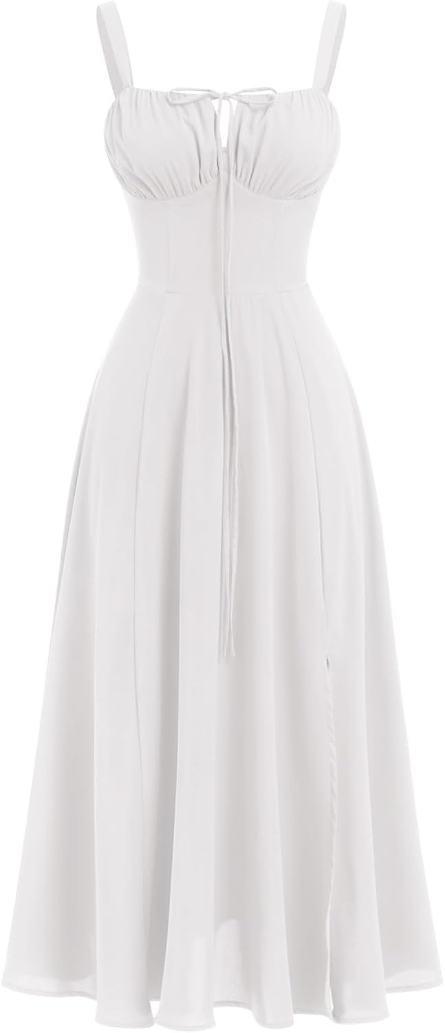 Floral Corset Dress for Women: Elegant Boho Midi Sundress