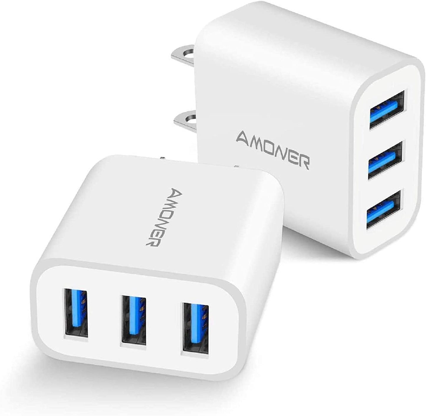 Amoner 15W 3-Port USB Wall Charger - Fast Charging for Multiple Devices