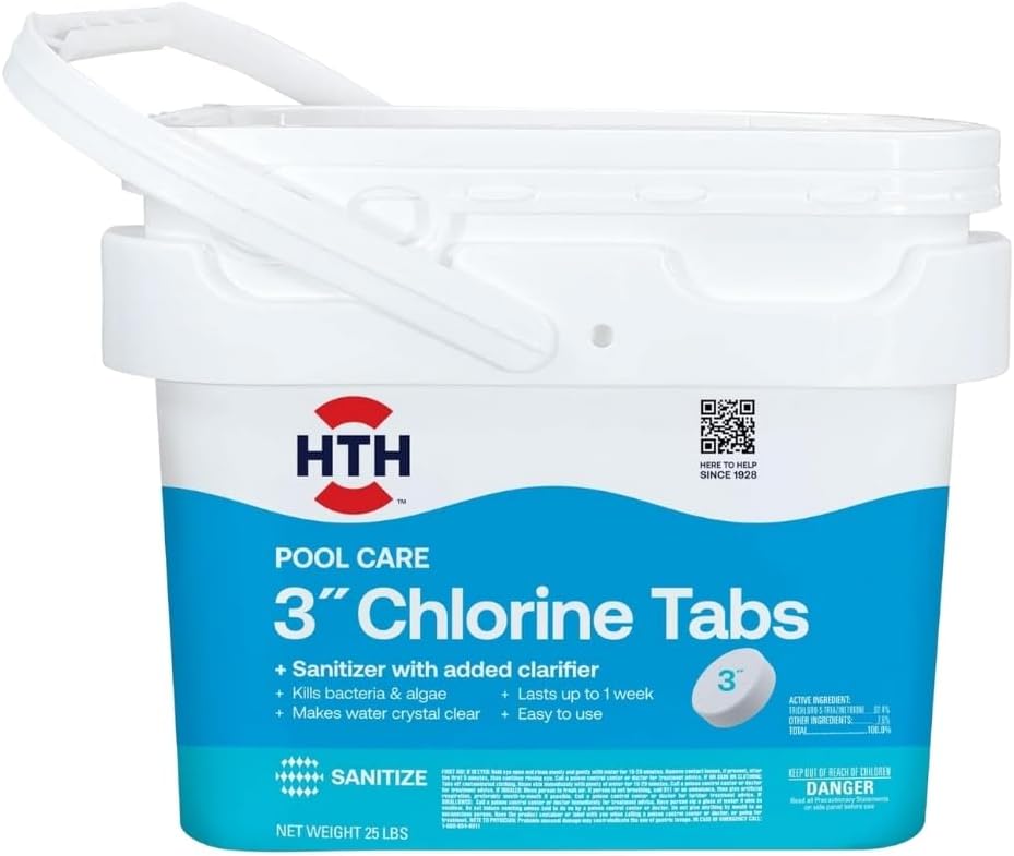 HTH 42046 Swimming Pool Care 3in Chlorine Tabs for Clean Water