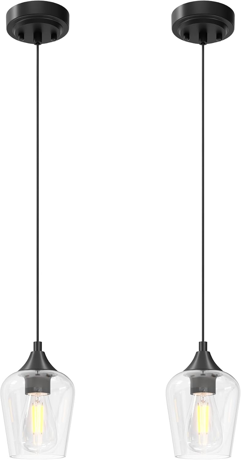 VONLUCE Pendant Lights for Kitchen Island - Modern Black Fixtures