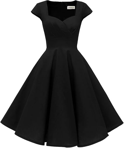 Hanpceirs Women's Cap Sleeve 1950s Retro Vintage Cocktail Dress