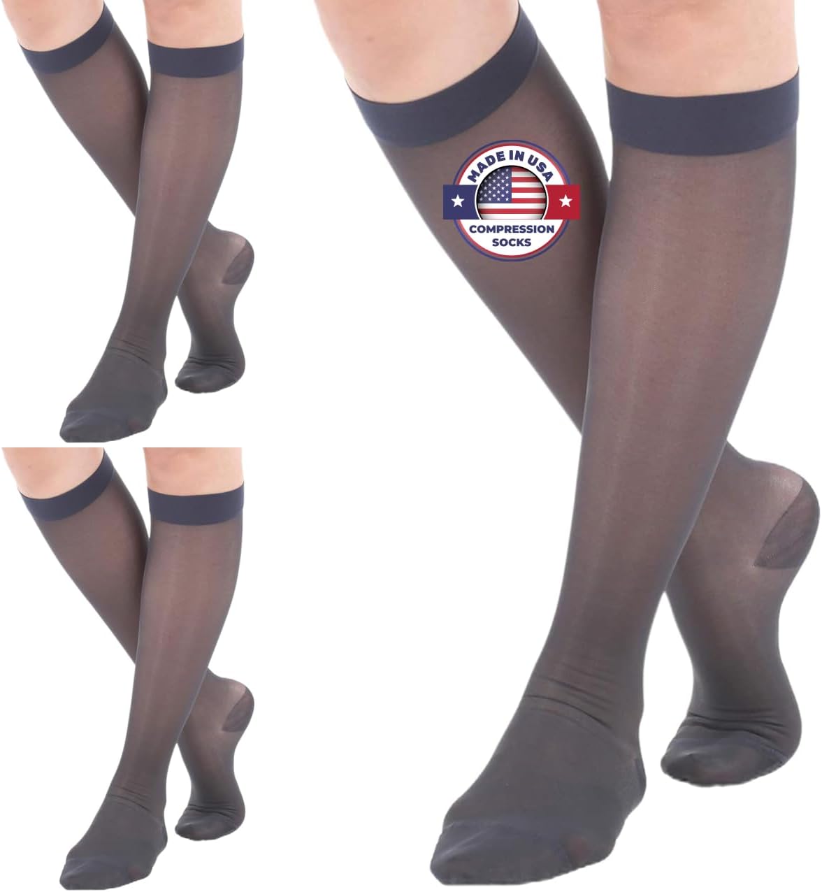 Sheer Compression Stockings for Women - 15-20mmHg Support
