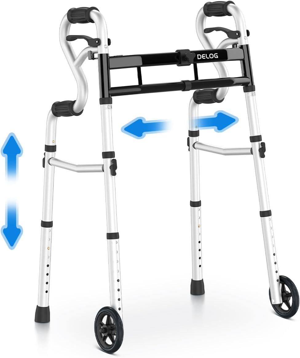 Delog Narrow Folding Walker for Seniors - Adjustable & Compact