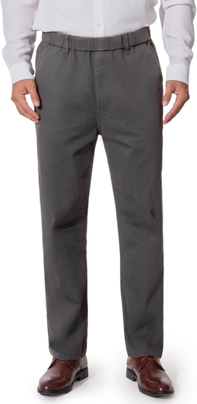 Mens Elastic Waist Pants for Seniors with Stretch Waistband