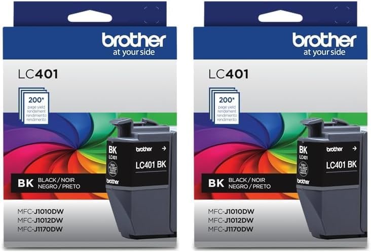 Vivid Printing: Brother LC401BK Black Ink, Pack of 2